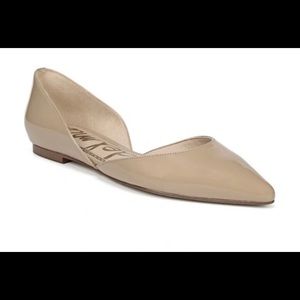 Sam Edelman Rodney Pointed-toe Leather Flats In Classic Nude Leather Size 8.5
